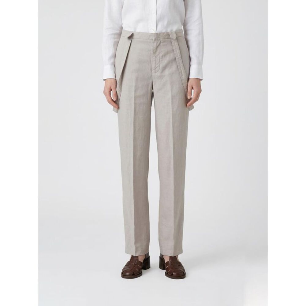 Dondup Women Slim Fit Linen Blend Trousers With Braces Dondup